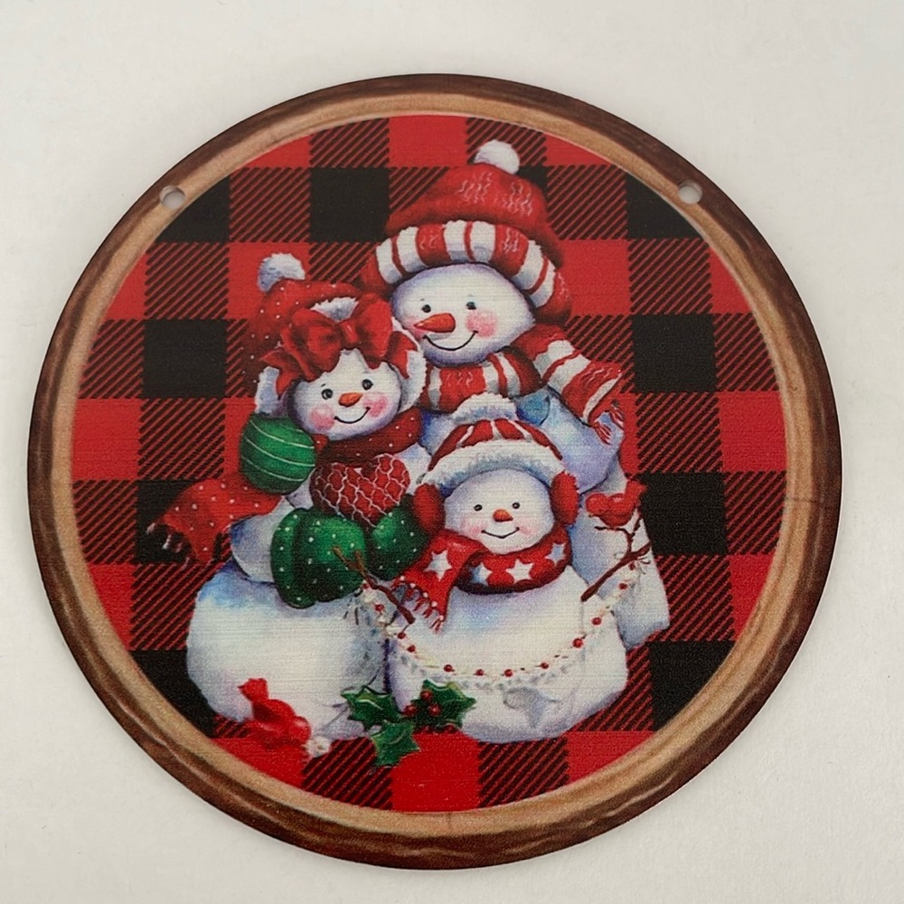 Suncatcher Acrylic Snowman Plaid Holiday Christmas Decoration 6”